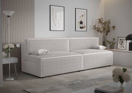 Brandon XL Schlafsofa elfenbein modernes Design und umfangreiche Funktionalität dreidimensionaler Stoff mit ausdrucksstarken Streifen