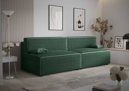 Brandon XL Schlafsofa grün modernes Design und breite Funktionalität dreidimensionalen Stoff mit ausdrucksvollen Streifen