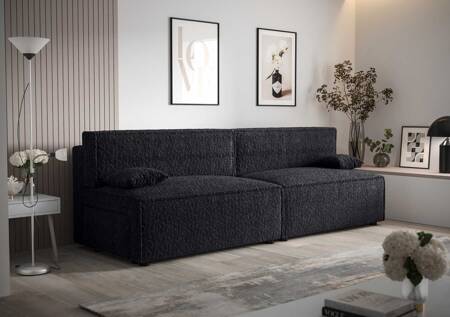 Brandon XL Schlafsofa schwarz modernes Design und breiter Funktionsstoff mit markanter Schlingenoberfläche