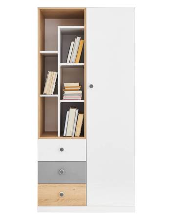 Breite Bücherregal Pixel 80 cm Biskuit Eiche / weiß / grau ideal für das Jugendzimmer sehr nützlich und hat ein modernes Design