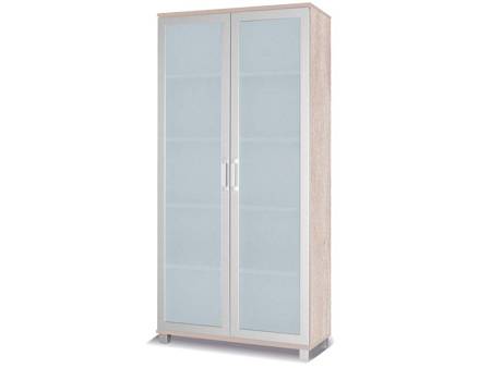 Breiter Schrank Maximus 100 cm Eiche Sonoma hell modernes Design Einfassung mit speziellen Furnierelementen aus sicherem gehärtetem Glas beendet