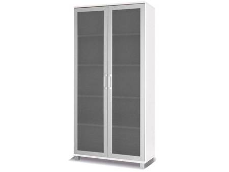 Breiter Schrank Maximus 100 cm Weiß modernes Design Einfassung mit speziellen Furnierelementen aus sicherem gehärtetem Glas beendet