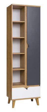 Bücherregal Memone 60 cm goldene Eiche / weiß / graphit ideales Bücherregal für ein Jugend- oder Kinderzimmer im skandinavischen Stil