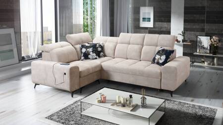 Buffalo II Ecksofa mit Schlaffunktion beige links funktionelles und stilvolles Ecksofa mit verstellbaren Kopfstützen