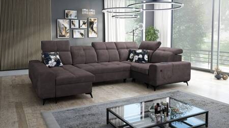 Buffalo IV Ecksofa mit Schlaffunktion braun linksseitig stilvolles Ecksofa mit zwei Bettkästen Velourstoff