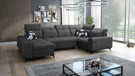 Buffalo IV Ecksofa mit Schlaffunktion graphit links stilvolles Ecksofa mit zwei Bettkästen Velourstoff