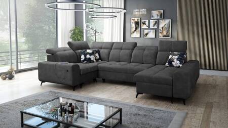 Buffalo IV Ecksofa mit Schlaffunktion graphit rechtes Ecksofa stilvoll mit zwei Bettzeugcontainern Veloursstoff