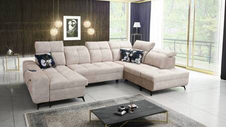 Buffalo VI Ecksofa mit Schlaffunktion beige links Funktionelles und stilvolles Ecksofa mit drei Bettkästen