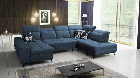 Buffalo VI Ecksofa mit Schlaffunktion blau links funktionelles und stilvolles Ecksofa mit drei Bettkästen