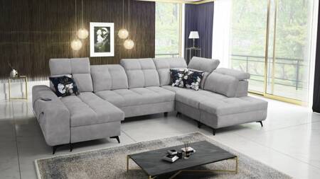 Buffalo VI Ecksofa mit Schlaffunktion graue Esche links funktionelles und stilvolles Ecksofa mit Bettkasten