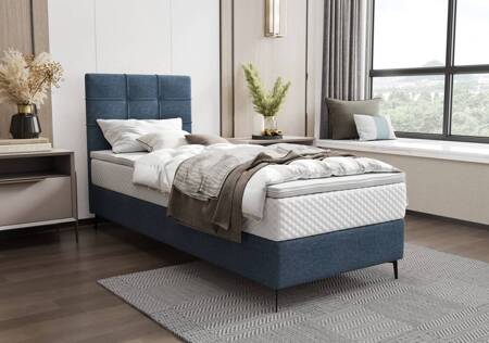 Continentalbett Irvine 90x200 blau Stilvolles Bett mit Bettzeugablage und hohem Kopfteil besticht durch sein elegantes Design