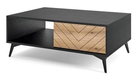 Couchtisch Gusto 104 cm Schwarz / Eiche Evoke Modernes und praktisches Design Tischplatte resistent gegen verschüttete Flüssigkeiten