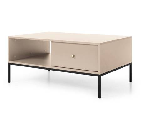 Couchtisch Mono Beige Mit Schubladen minimalistisches Design Tischplatte beständig gegen verschüttete Flüssigkeiten