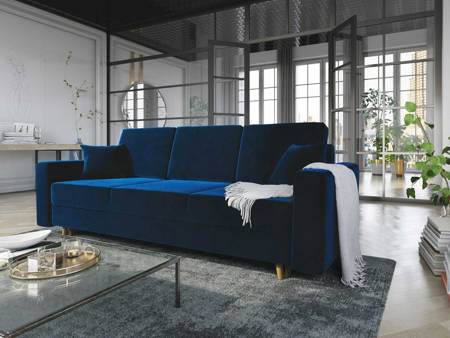 Das marineblaue Sofa Kent mit Schlaffunktion im traditionellen und skandinavischen Stil passt perfekt in jede Einrichtung und verleiht dem Raum Finesse und Charakter