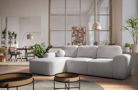 Ecksofa mit Schlaffunktion Arbon grau Esche links modernes Ecksofa mit Sonderform weicher Stoff