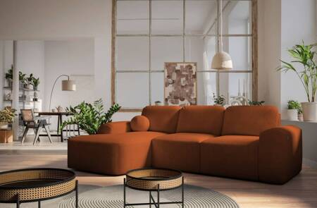 Ecksofa mit Schlaffunktion Arbon ziegelrot linke Ecke modernes Design mit markanter Form weicher Stoff