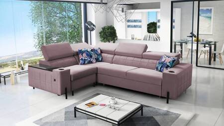 Ecksofa mit Schlaffunktion Belvi II heather left elegantes und ergonomisches Ecksofa für das Wohnzimmer praktischer Stauraum an der Seite