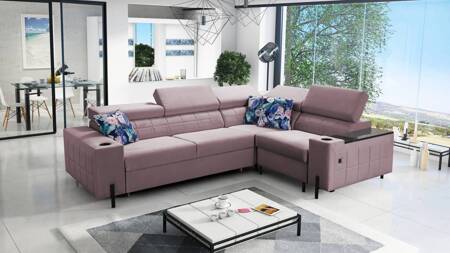 Ecksofa mit Schlaffunktion Belvi II heather right elegantes und ergonomisches Ecksofa für das Wohnzimmer praktischer Stauraum an der Seite