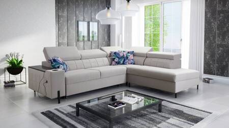 Ecksofa mit Schlaffunktion Belvi III grau rechts bequemes und elegantes Ecksofa für das Wohnzimmer mit praktischem Stauraum an der Seite