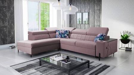 Ecksofa mit Schlaffunktion Belvi III heather left bequemes und elegantes Ecksofa für das Wohnzimmer mit praktischem Stauraum an der Seite