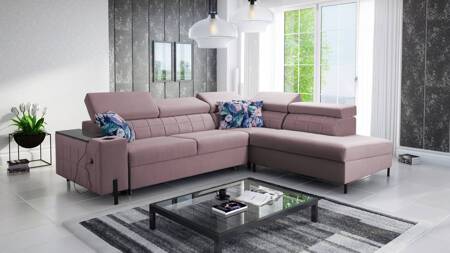 Ecksofa mit Schlaffunktion Belvi III heather right bequemes und elegantes Ecksofa für das Wohnzimmer mit praktischem Stauraum an der Seite