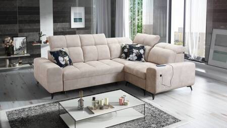 Ecksofa mit Schlaffunktion Buffalo II beige rechte Seite funktionelles und stilvolles Ecksofa mit verstellbaren Kopfstützen