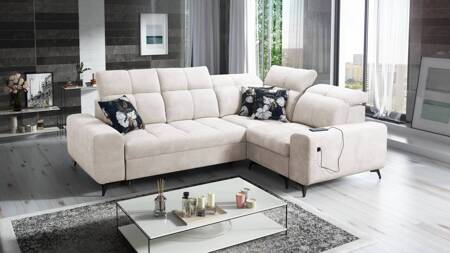 Ecksofa mit Schlaffunktion Buffalo II creme rechts funktionelles und stilvolles Ecksofa mit verstellbaren Kopfstützen