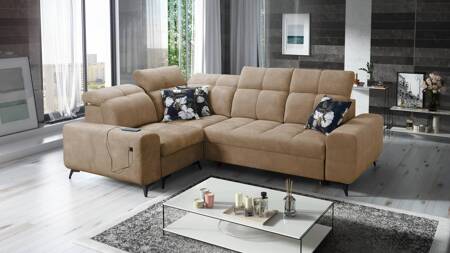 Ecksofa mit Schlaffunktion Buffalo II dunkelbeige links funktionelles und stilvolles Ecksofa mit verstellbaren Kopfstützen