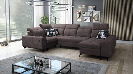 Ecksofa mit Schlaffunktion Buffalo IV braun rechte Ecke stilvolles Sofa mit zwei Bettcontainern Velourstoff