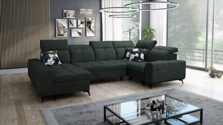 Ecksofa mit Schlaffunktion Buffalo IV grün linke Seite stilvolles Ecksofa mit zwei Bettkästen Velourstoff