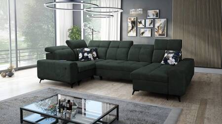 Ecksofa mit Schlaffunktion Buffalo IV grün rechtsseitig stilvolles Ecksofa mit zwei Bettcontainern Velourstoff