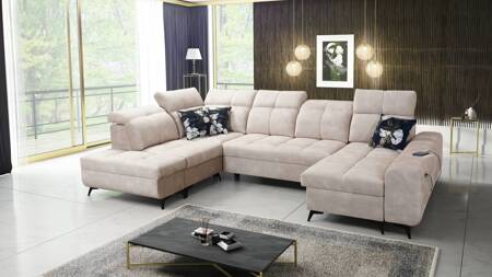 Ecksofa mit Schlaffunktion Buffalo VI beige rechte Seite funktionelles und stilvolles Ecksofa mit drei Bettkästen