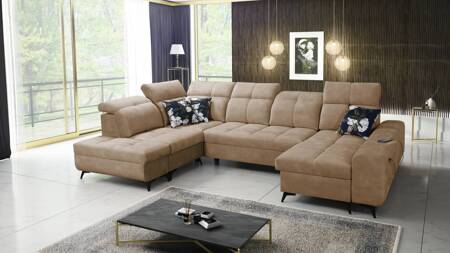 Ecksofa mit Schlaffunktion Buffalo VI dunkelbeige rechts funktionelles und stilvolles Ecksofa mit Bettzeugcontainern