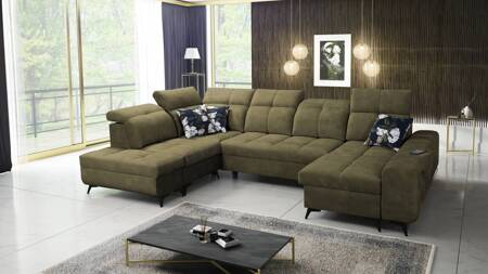 Ecksofa mit Schlaffunktion Buffalo VI olive rechts Funktionelles und stilvolles Ecksofa mit drei Bettkästen