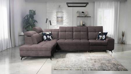 Ecksofa mit Schlaffunktion Buffalo XI braun linksseitig stilvolles Ecksofa mit drei Bettkästen Velourstoff