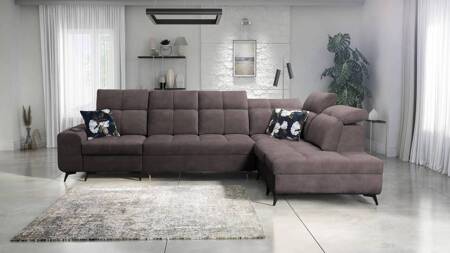 Ecksofa mit Schlaffunktion Buffalo XI braun rechtsseitig stilvolles Ecksofa mit drei Bettkästen Velourstoff