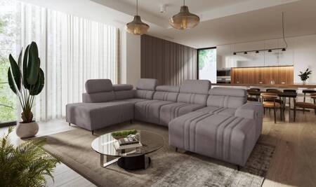 Ecksofa mit Schlaffunktion Castel VI grau-braun rechts Ecksofa bequem und elegant mit zwei Bettkästen