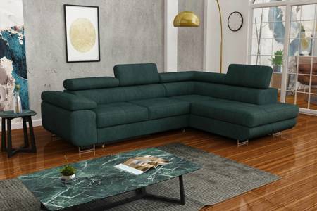 Ecksofa mit Schlaffunktion Ganta bottle green rechte Seite moderner Veloursstoff garantiert höchsten Komfort und Funktionalität