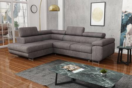 Ecksofa mit Schlaffunktion Ganta grau linke Seite moderner Veloursstoff garantiert höchsten Komfort und Funktionalität