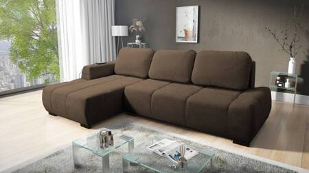 Ecksofa mit Schlaffunktion Gentle brown linke Seite stilvolles Design Ecksofa zeichnet sich durch seine abgerundete Form aus