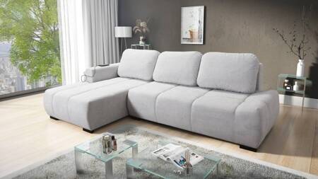 Ecksofa mit Schlaffunktion Gentle grey ash linke Seite stilvolles Design Ecksofa mit abgerundeter Form