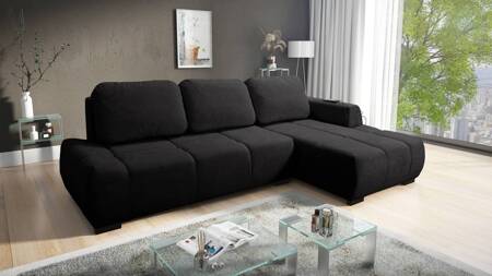 Ecksofa mit Schlaffunktion Gentle schwarz rechte Seite stilvolles Design Ecksofa-Bett, das sich durch seine abgerundete Form auszeichnet