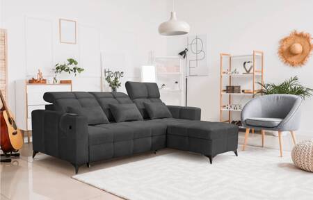 Ecksofa mit Schlaffunktion Laredo graphite rechte Ecke komfortables und stilvolles Schlafsofa mit Bettzeugcontainer