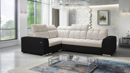 Ecksofa mit Schlaffunktion Luigi II beige/schwarz linkes Ecksofa mit Bettkasten für den täglichen Liegekomfort