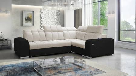 Ecksofa mit Schlaffunktion Luigi II beige/schwarz rechtes Ecksofa mit Bettkasten für den täglichen Liegekomfort