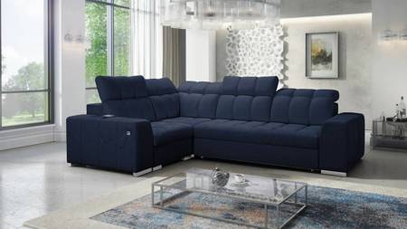 Ecksofa mit Schlaffunktion Luigi II marineblau linkes Ecksofa mit Bettkasten für den täglichen Liegekomfort