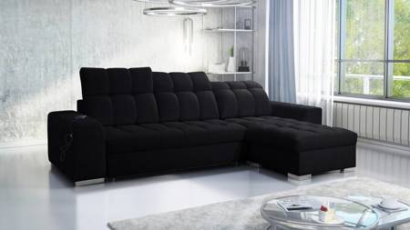 Ecksofa mit Schlaffunktion Luigi schwarz rechts Ecksofa mit zwei Bettkästen Stoff mit einer interessanten Struktur