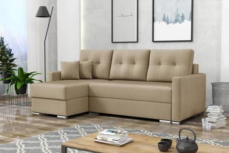 Ecksofa mit Schlaffunktion Neron beige linke Seite garantiert höchsten Komfort und Funktionalität