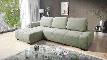 Ecksofa mit Schlaffunktion Sanfte Minze auf der linken Seite Stilvolles Design Ecksofa-Bett, das sich durch seine abgerundete Form auszeichnet