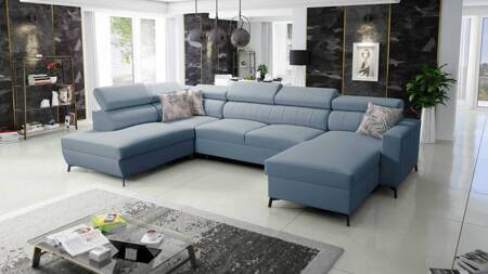 Ecksofa mit Schlaffunktion Savona VI blau rechts elegantes und bequemes Ecksofa für Wohnzimmer mit zwei Bettkästen 